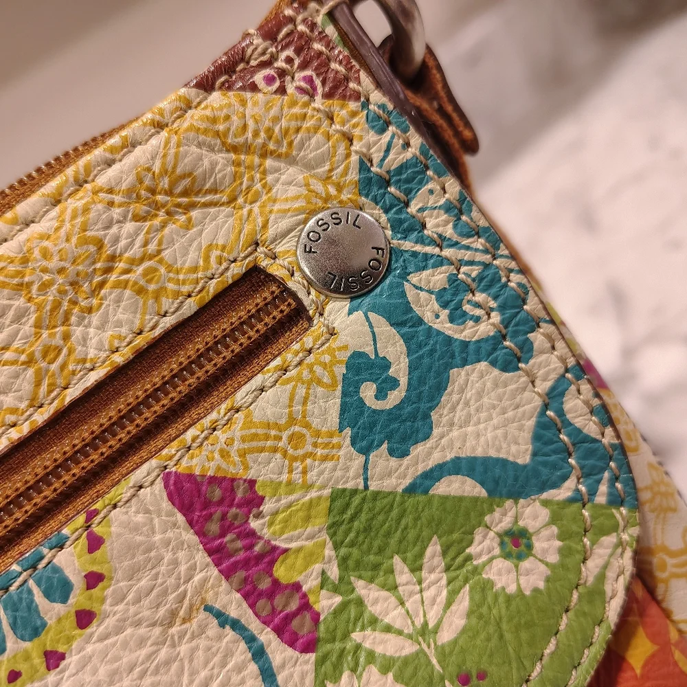 Fossil Unique Leather Patchwork Purse